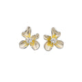 Elegant Pastoral Copper Flower Stud Earrings With Zircon Enamel And Silver Pins view 5