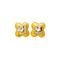 Elegant Resin Flower Zircon Stud Earrings With Silver Posts For Fashion Office Style view 5