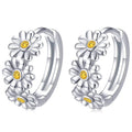 Fresh Minimalist Resin Daisy Sunflower Hoop Earrings For Women, Forest Style Daily Jewelry view 1