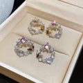 18K Gold Plated Copper Butterfly Stud Earrings With Silver Pins, Zircon Accents And Round Pearls view 2