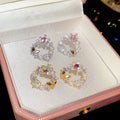 18K Gold Plated Copper Butterfly Stud Earrings With Silver Pins, Zircon Accents And Round Pearls view 4