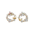 18K Gold Plated Copper Butterfly Stud Earrings With Silver Pins, Zircon Accents And Round Pearls view 5