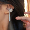 Geometric Copper Zircon Wide Edge Tassel Ear Cuff Clip-on Earrings For No Piercing view 1