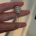 Geometric Copper Zircon Wide Edge Tassel Ear Cuff Clip-on Earrings For No Piercing view 4