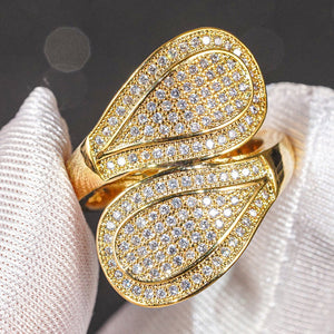 Princess Style Metal Zircon Inlaid Ring For Women Sparkling Elegant Fashion Jewelry