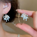 Copper Silver Needle Floral Zircon Firework Hoop Earrings With Enamel Oil Sweet OL Style view 4