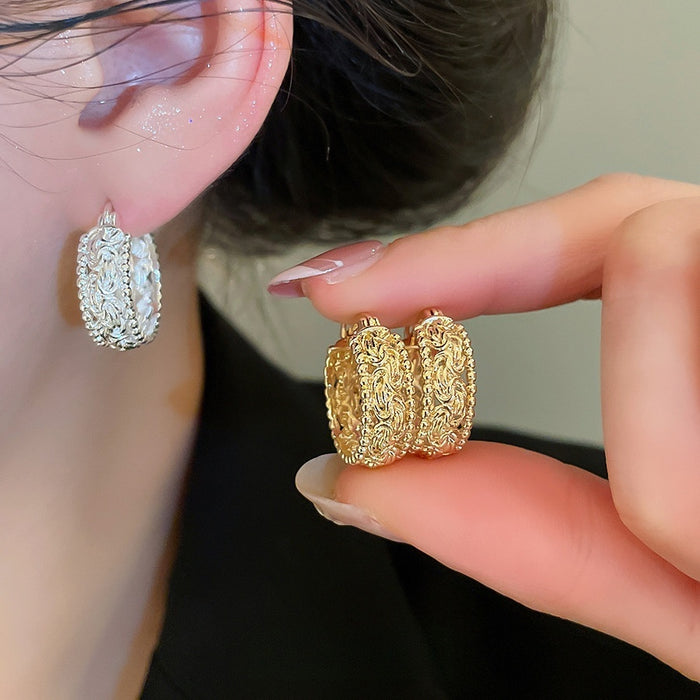 Metal Hollow Round Geometric Ear Cuff Earrings Minimalist Niche Style Commuter Jewelry