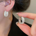 Metal Hollow Round Geometric Ear Cuff Earrings Minimalist Niche Style Commuter Jewelry view 3