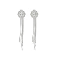Copper Zircon Round Flower Tassel Drop Earrings Minimalist Light Luxury Floral Stud Style view 5