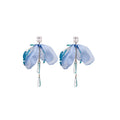 Silver Needle Zircon Crystal Flower Drop Stud Earrings Summer Beach Vacation Fresh Style view 5