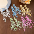 Gold Plated Crystal Flower Petal Tassel Drop Earrings With Silver Posts Beach Vacation Style view 3