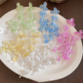Gold Plated Crystal Flower Petal Tassel Drop Earrings With Silver Posts Beach Vacation Style view 1