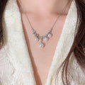 Light Luxury Geometric Square Zircon Faux Pearl Tassel Choker Necklace For Casual Commute view 1