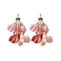 Fabric Flower Tassel Drop Earrings With Silver Needle, Island Vacation Floral Stud Style view 5