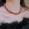Maillard Style Geometric Round Artificial Crystal Beaded Magnetic Clasp Choker Necklace For Women view 1