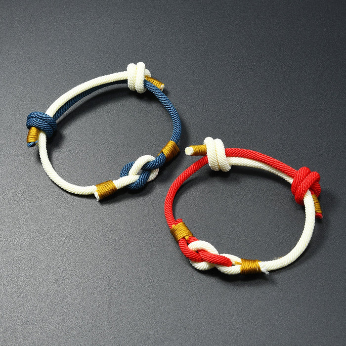 Simple Handmade Braided Red Rope Couple Bracelet With Creative Love Knot Student Wristband