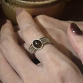 Tiger Eye Stone Oval Open Ring For Women, Geometric Light Luxury Index Finger Jewelry view 3