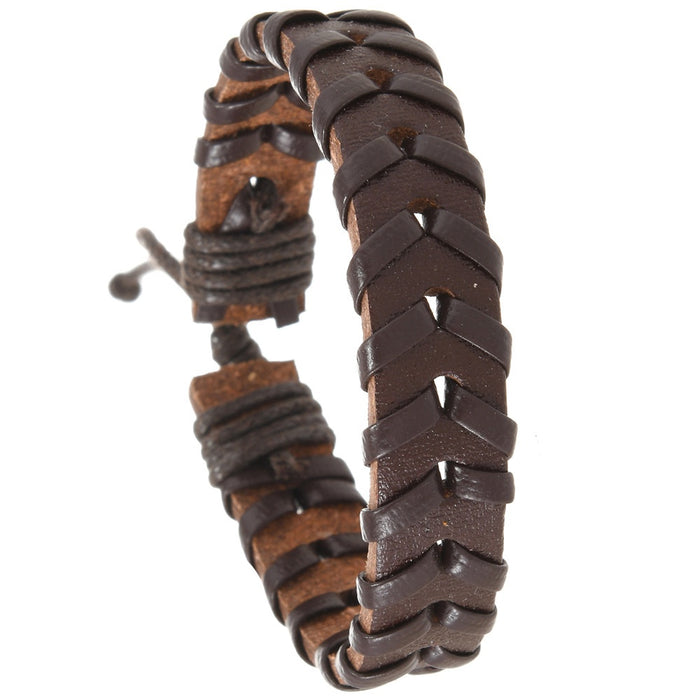 Simple Handmade Braided PU Leather Bracelet Adjustable Pull Cord Wristband For Fashion Jewelry