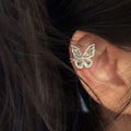 2026 New Copper Zircon Butterfly Ear Cuff Clip-on Earrings For Women, Korean Light Luxury Style view 3