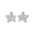 Luxury Copper Zircon Star Stud Earrings With Silver Posts, Minimalist Light Luxury Jewelry view 5