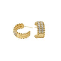 18K Gold Plated Copper C Shape Zircon Stud Earrings With Silver Pins For Daily Wear view 5