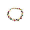 18K Gold Plated Copper Zircon Flower Clasp Bracelet, Light Luxury Geometric Round Elegant Bangle view 5