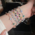 18K Gold Plated Copper Zircon Flower Clasp Bracelet, Light Luxury Geometric Round Elegant Bangle view 2