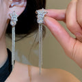 18K Gold Plated Copper Star Zircon Tassel Drop Earrings With Silver Posts For Women view 3