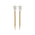 18K Gold Plated Copper Star Zircon Tassel Drop Earrings With Silver Posts For Women view 5