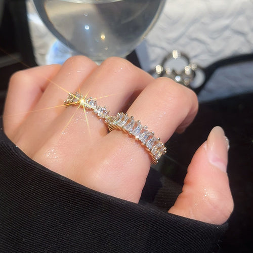 14K Gold Plated Square Zircon Open Ring For Women