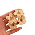 Copper Raffia Flower Stud Earrings Simple Island Summer Vacation Style Niche Jewelry for Women view 5