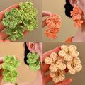 Copper Raffia Flower Stud Earrings Simple Island Summer Vacation Style Niche Jewelry for Women view 1