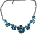 Blue Crystal Flower Resin Necklace for Women, Court Style Light Luxury Collarbone Jewelry view 5