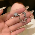 Copper Zircon Moon Star Clip-on Earrings Light Luxury Playful Star Design for Women view 2