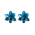 Fabric Flower Resin Stud Earrings Sweet Elegant Vacation Beach Photo Jewelry view 5
