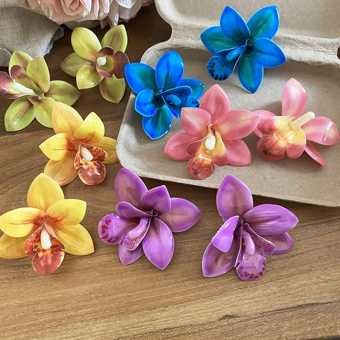 Fabric Flower Resin Stud Earrings Sweet Elegant Vacation Beach Photo Jewelry