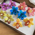 Fabric Flower Resin Stud Earrings Sweet Elegant Vacation Beach Photo Jewelry view 3