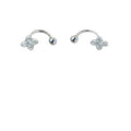 Silver Tone Copper Four Leaf Clover U-Shaped Double Hole Screw Back Stud Earrings Minimalist Floral Ear Jewelry view 5