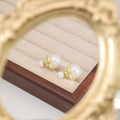 Luxury Crown Mermaid Pearl Double Sided Studs For Women, Gold Alloy Rhinestone Front Back Earrings view 1