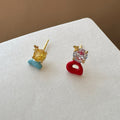 18K Gold Plated Copper Asymmetric Zircon Geometric Stud Earrings With Silver Posts view 4