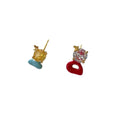 18K Gold Plated Copper Asymmetric Zircon Geometric Stud Earrings With Silver Posts view 5