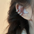 Minimalist Geometric Copper Zircon Round Triple Layer Clip-on Earrings For Women view 3