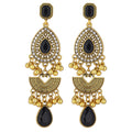 Vintage Bohemian Ethnic Long Drop Earrings With Red Crystal Rhinestone Teardrop Alloy Tassel Earrings view 5