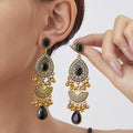 Vintage Bohemian Ethnic Long Drop Earrings With Red Crystal Rhinestone Teardrop Alloy Tassel Earrings view 3