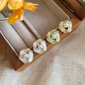 Twisted Flower Faux Pearl Stud Earrings With Enamel Drip, Versatile Light Luxury Office Style view 3