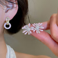 Korean Style Copper Enamel Zircon Firework Stud Earrings, Light Luxury Geometric Round Jewelry view 1