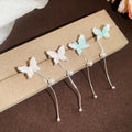 Gradient Crystal Butterfly Drop Stud Earrings With Silver Posts Light Luxury Elegant Women Earrings view 4