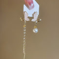 14K Gold Plated Silver Needle Butterfly Faux Pearl Stud Earrings Elegant OL Style view 4