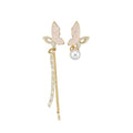 14K Gold Plated Silver Needle Butterfly Faux Pearl Stud Earrings Elegant OL Style view 5