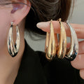 Statement Minimalist Iron U Shaped Oval Geometric Ear Cuff Earrings For Women view 1
